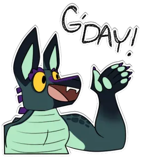 ✋ G'DAY! greeting, australian, gday, kangaroo, furry, friendly, cartoon telegram sticker