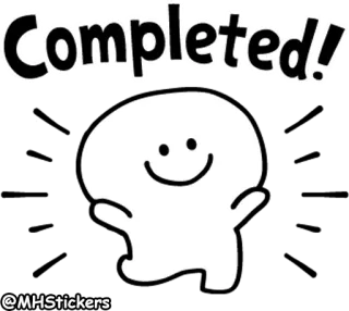 💃 Completed! concluído, feliz, celebração, realização, fofo, sucesso telegram sticker