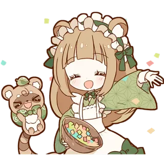 🥳 süß, kawaii, Anime-Stil, Maid, Charakter, Konfetti whatsapp sticker