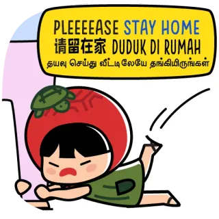 🏡 PLEEEEASE STAY HOME
请留在家 DUDUK DI RUMAH
தயவு செய்து வீட்டிலேயே தங்கியிருங்கள் restez chez vous, tortue, dessin animé, suppliant, Covid-19 telegram sticker