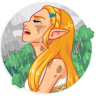 😭 Zelda The Legend of Zelda грустный, плачет, принцесса, эльф, дождь telegram sticker