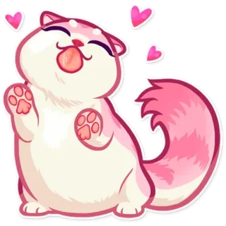 😘 kucing, lucu, merah muda, hati, hewan, anak kucing, stiker, kartun whatsapp sticker