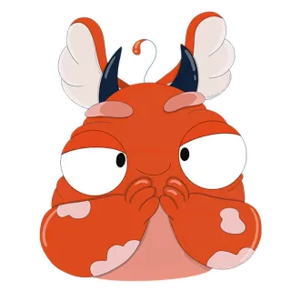 😈 potwór, słodki, kreskówka, ilustracja, postać, pomarańczowy, przyjazny telegram sticker