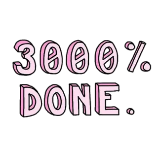 👌 3000% DONE. done, percentage, pink, cartoon telegram sticker