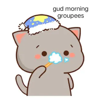 🌄 gud morning groupees cat, morning, cartoon, sleepy, good morning, groupies whatsapp sticker