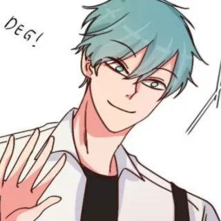 ❤️‍🔥 DEG! อนิเมะ, การ์ตูน, ภาพประกอบ, ตัวละคร, ผู้ชาย, โบกมือ telegram sticker