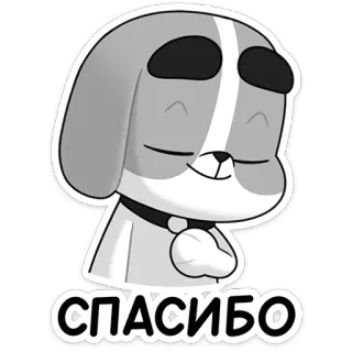 😊 СПАСИБО dog, thank you, greeting, russian, cartoon telegram sticker