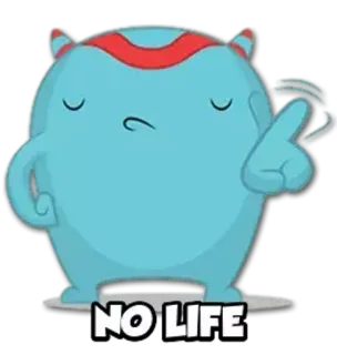 😬 NO LIFE cartoon, monster, no life, blue, slang, internet slang telegram sticker