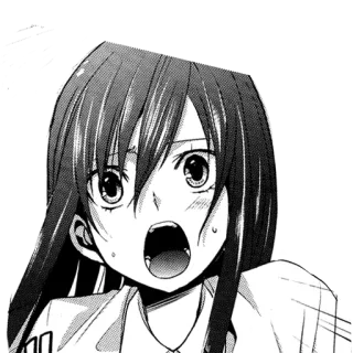 😧 animé, manga, choqué, surpris, femme, visage, expression whatsapp sticker