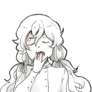 😪 Ilustración, Bostezo, Somnoliento, Aburrido, Chica, Dibujos animados telegram sticker