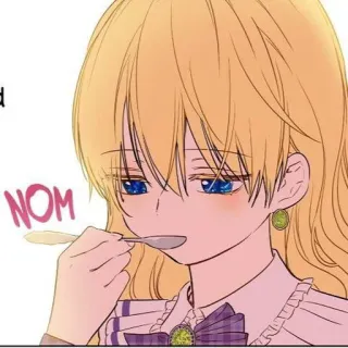 💫 NOM comiendo, anime, lindo, cuchara, dibujos animados telegram sticker