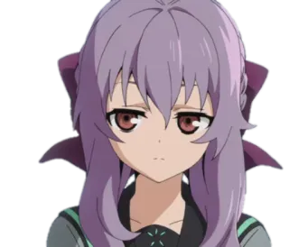 😐 Anime, Personage, Manga, Meisje, paars haar, serieus whatsapp sticker