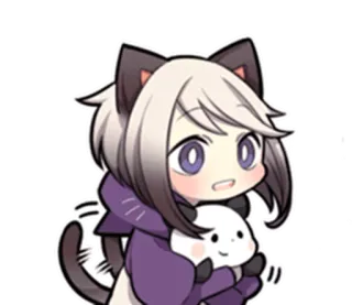 😙 gatto, carino, anime, manga, kawaii, cartone animato telegram sticker