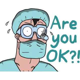 😥 Chirurgien, Docteur, Médical, Bloc opératoire, Tenue de bloc, Dessin animé whatsapp sticker