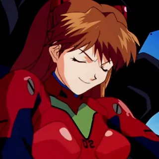 😌 Asuka Langley Sohryu Neon Genesis Evangelion anime, mecha, redhead, smirk, character, Asuka, Evangelion telegram sticker