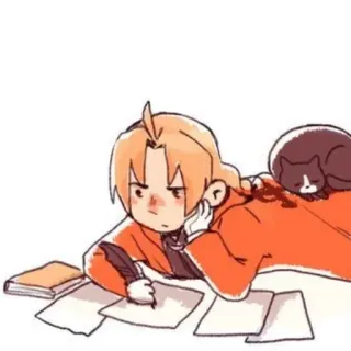 📝 Edward Elric Fullmetal Alchemist Anime, Mangá, Desenho animado, Personagem, Escrita, Gato telegram sticker