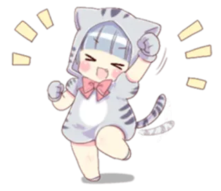 😆 Anime, Kot, Słodkie, Kawaii, Postać, Naklejka telegram sticker
