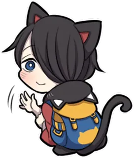 🎒 Katze, Katzenohren, Rucksack, Anime, Chibi, Cartoon, Kawaii telegram sticker