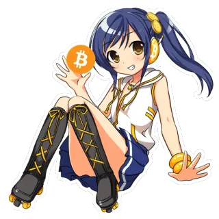 😉 Anime, Chica, Bitcoin, Criptomoneda, Finanzas, Tecnología, Dibujos animados telegram sticker