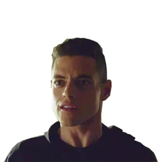 😮 Elliot Alderson Mr. Robot Hacker, Rami Malek, TV Serie, Mr. Robot, traurig, ängstlich telegram sticker