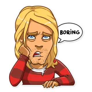 😩 BORING chán, lười biếng, không hứng thú, hoạt hình, nhãn dán, tóc vàng whatsapp sticker