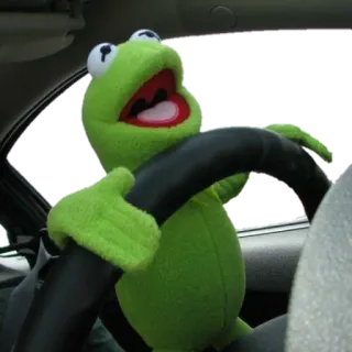 🚘 Kermit Kermit la grenouille, Muppets, marionnette, conduire, voiture, drôle telegram sticker