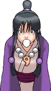 😱 Maya Fey Ace Attorney zszokowany, anime, postać, zaskoczony, śmieszne telegram sticker