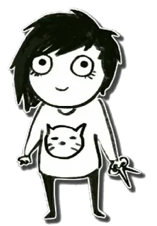 ✂ 漫画, 女性, ハサミ, イラスト, イラスト, 猫 telegram sticker