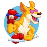 😍 canguro, boxeo, animal, dibujos animados, deportes, amor, ojos de corazón telegram sticker