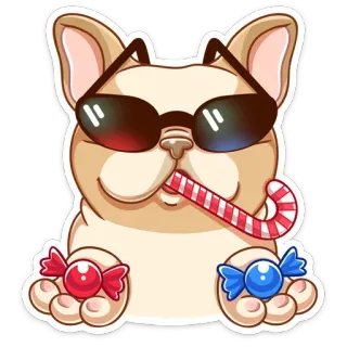 😎 кот, солнцезащитные очки, конфета, мультфильм, наклейка, круто, мило, сладости telegram sticker