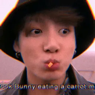 🦋 Jeon Jungkook kook Bunny eating a carrot m kpop, bts, jungkook, ídolo, conejo telegram sticker