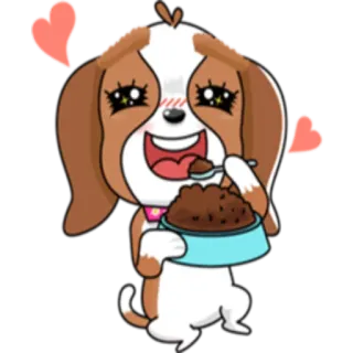 🍔 chó, chó con, dễ thương, thức ăn, ăn, hoạt hình telegram sticker