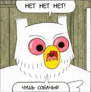 😬 НЕТ НЕТ НЕТ!
ЧУШЬ СОБАЧЬЯ! burung hantu, kartun, rusia, teks, marah whatsapp sticker