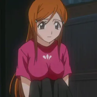 🙁 Orihime Inoue Bleach anime, girl, orange hair, orihime, inoue, character telegram sticker