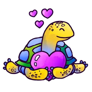 ❤ żółw, serca, słodkie, miłość, zwierzę, kreskówka telegram sticker