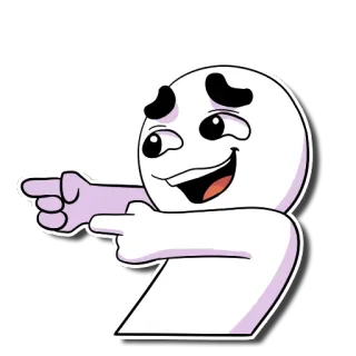 👈 apontando, desenho animado, personagem, meme, branco telegram sticker