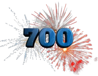 ❗ 700 fuegos artificiales, número, celebración, logro telegram sticker