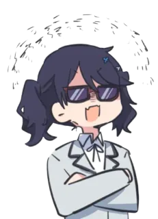 😎 Anime, Gafas, Expresión, Irritado/a, Coleta telegram sticker