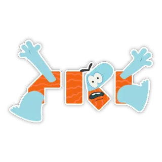 🤡 FIRED despedido, letras, desenho animado, laranja, azul telegram sticker