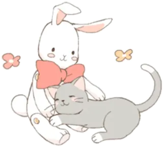 🤗 coelho, gato, animais, fofo, kawaii, desenho animado telegram sticker