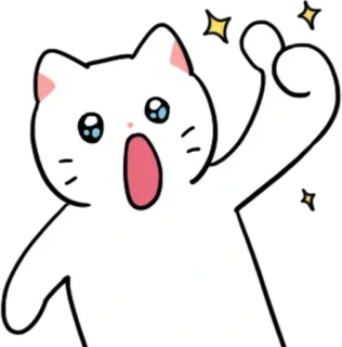 💬 猫, 兴奋, 可爱, 动物, 白色, 快乐, 闪亮 whatsapp sticker