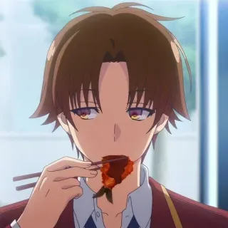 😐 Ayanokoji Kiyotaka Classroom of the Elite Anime, Essen, Asiatisch, Figur, Nahrung telegram sticker