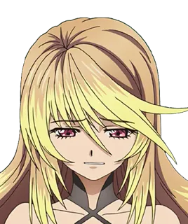 😞 anime, ragazza, capelli biondi, occhi rosa, triste, espressione whatsapp sticker