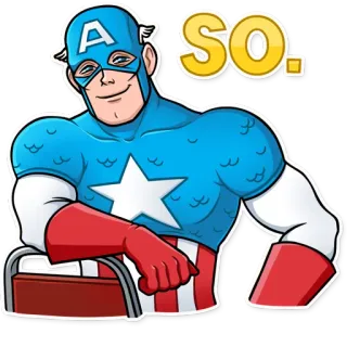🙂 Captain America SO. супергерой, marvel, мстители, мультфильм, наклейка telegram sticker