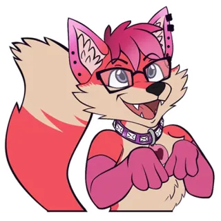 😃 Furry, Cáo, Anthro, Hoạt hình, Động vật, Kính, Dễ thương telegram sticker