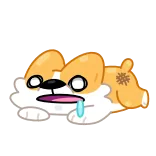🤕 corgi, hund, cartoon, erschöpft, lustig, tier telegram sticker