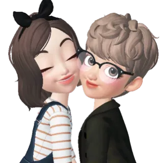 💘 Cartoon, Paar, Küssen, Freunde, Süß whatsapp sticker