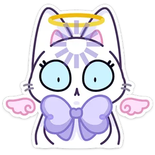 ⭐ 猫, 天使, 光輪, リボン, 可愛い, かわいい telegram sticker