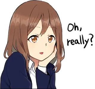 😐 Oh, really? Chica anime, ¿En serio?, Sarcástico/a, Preguntando, Curioso/a, Manga whatsapp sticker