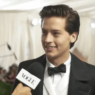 ❄ VOGUE Vogue, Homem, Entrevista, Microfone, Moda, Terno, Gravata borboleta whatsapp sticker